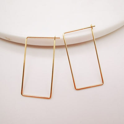 20pcs- 14K Gold Plated Hoop Earring Finding, 22x40mm, Nickel Free Rectangular Earring Hoops, Earring Making Findings Z040