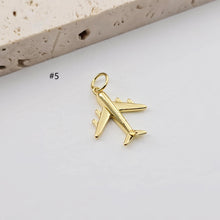 Load image into Gallery viewer, Gold Earphone Pendant, Rugby balls, Airplanes, Hearts, Hammered Pieces Pendant, 18K Gold Plated, Jewelry Findings S1276