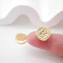 Load image into Gallery viewer, 4pcs Four Leaf Clover Stud Earrings, Gold Round Earring Post With Loop, S925 Silver Pin Nickel Free, Hypoallergenic Earring Findings ZX073