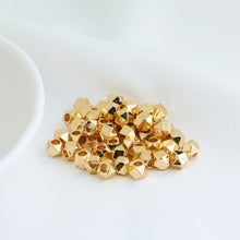 Load image into Gallery viewer, 20pcs- Faceted Beads, 3mm, 18K Shiny Gold Diamond Beads, Bracelet Beads, Gold Plated Spacer Beads, Big Hole, Jewelry Finding TH003