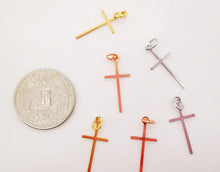 Load image into Gallery viewer, Gold Cross Charms, 18K Shiny Gold Plated, Necklace Earring Making Charms, 23x10mm, Religion Jewelry Findings S822