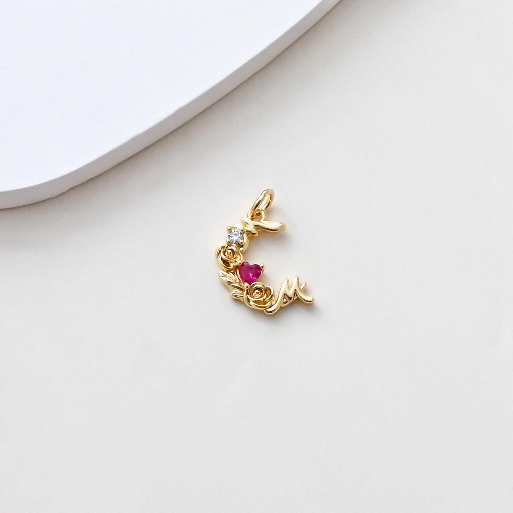 Sunflower/Round/Flower Moon Pendant, Pave CZ, Plant Charm, 18K Gold Plated, For Bracelet And Necklace Making, Jewelry Findings S1382