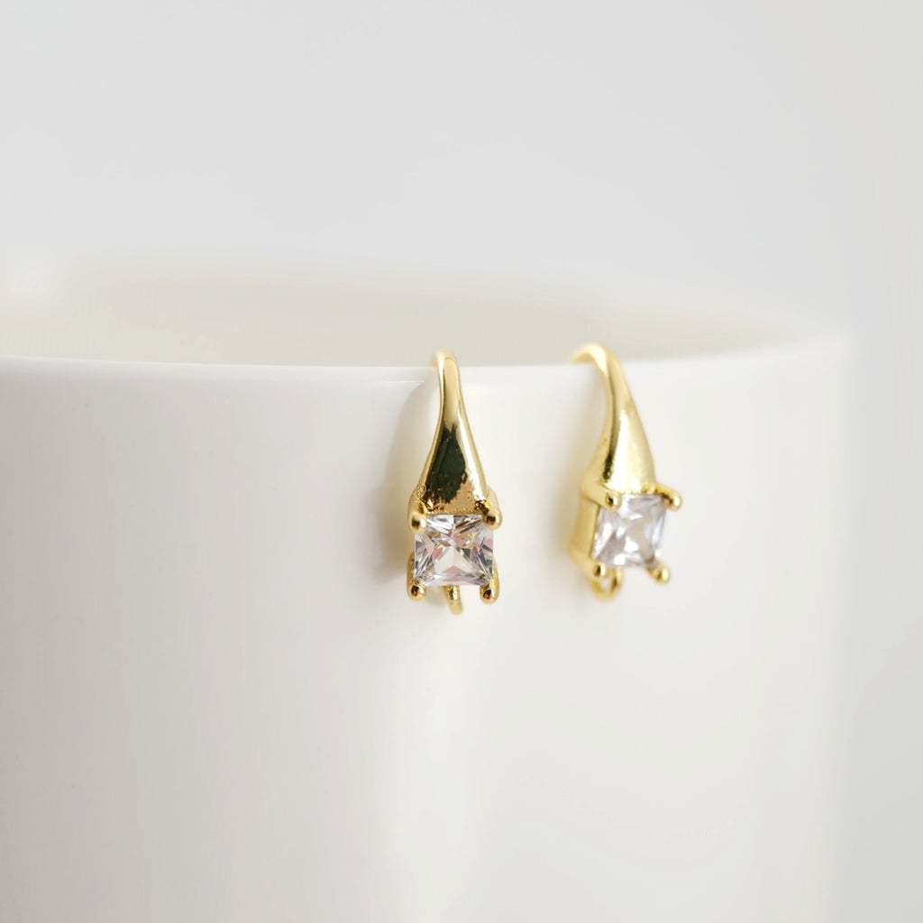 Alambres para pendientes chapados en oro de 18 quilates, ganchos cuadrados con pavé cúbico, sin níquel, ganchos para pez, alambres para bisutería D0172