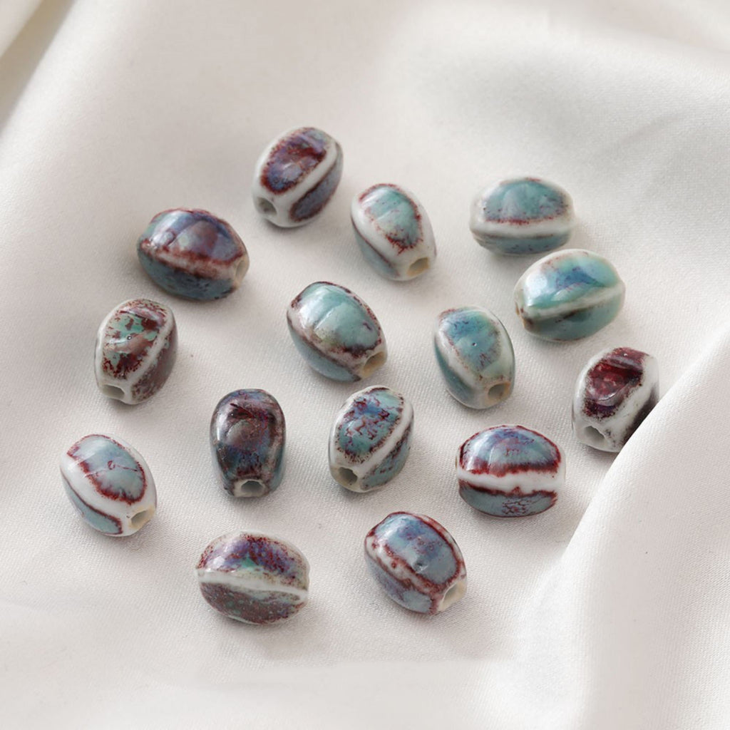 5 cuentas espaciadoras ovaladas, colgante ovalado de cerámica, cuentas de cerámica para hacer joyas, hallazgos de cuentas DIY GZ434