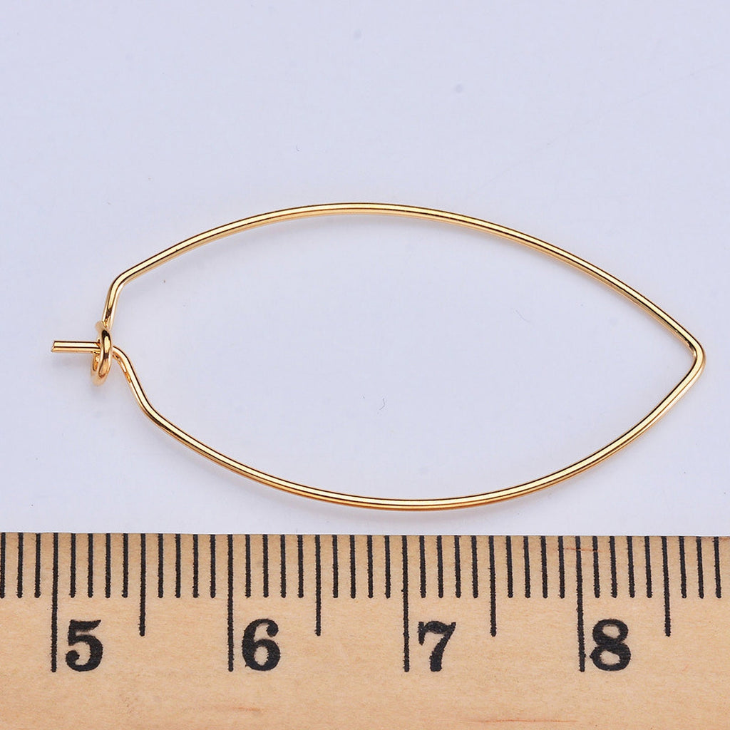 20pcs- Oval Shape Wires Pendant, Gold Plated Earring Finding, 19x38mm, Nickel Free, DIY Earring Charms, Earring Making Findings Z038