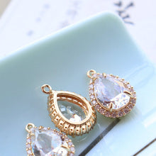 Load image into Gallery viewer, 20pcs- Crystal Tiny Teardrop Charms, 14K Gold Plated Teardrop Pendant, 13x18mm, Jewelry Findings JY092-F077