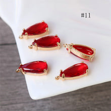 Load image into Gallery viewer, 10pcs- Crystal Long Teardrop Charms, 11 colors You Choose, 14K Gold Plated Teardrop Pendant, 7x18mm, Jewelry Findings 068-F040