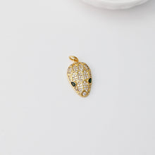 Load image into Gallery viewer, Snake Head Charm, Elephant Pendant, 18K Gold Plated Snake Pendant for Necklace Making, Micro CZ Pave Charm, Jewelry Finding