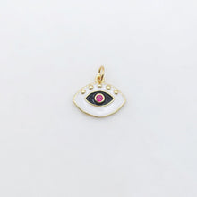 Load image into Gallery viewer, Enamel Evil Eye Charm, 18K Gold Plated Eye Pendant, 16mm, Necklace Making Charm, Jewelry Findings S20510