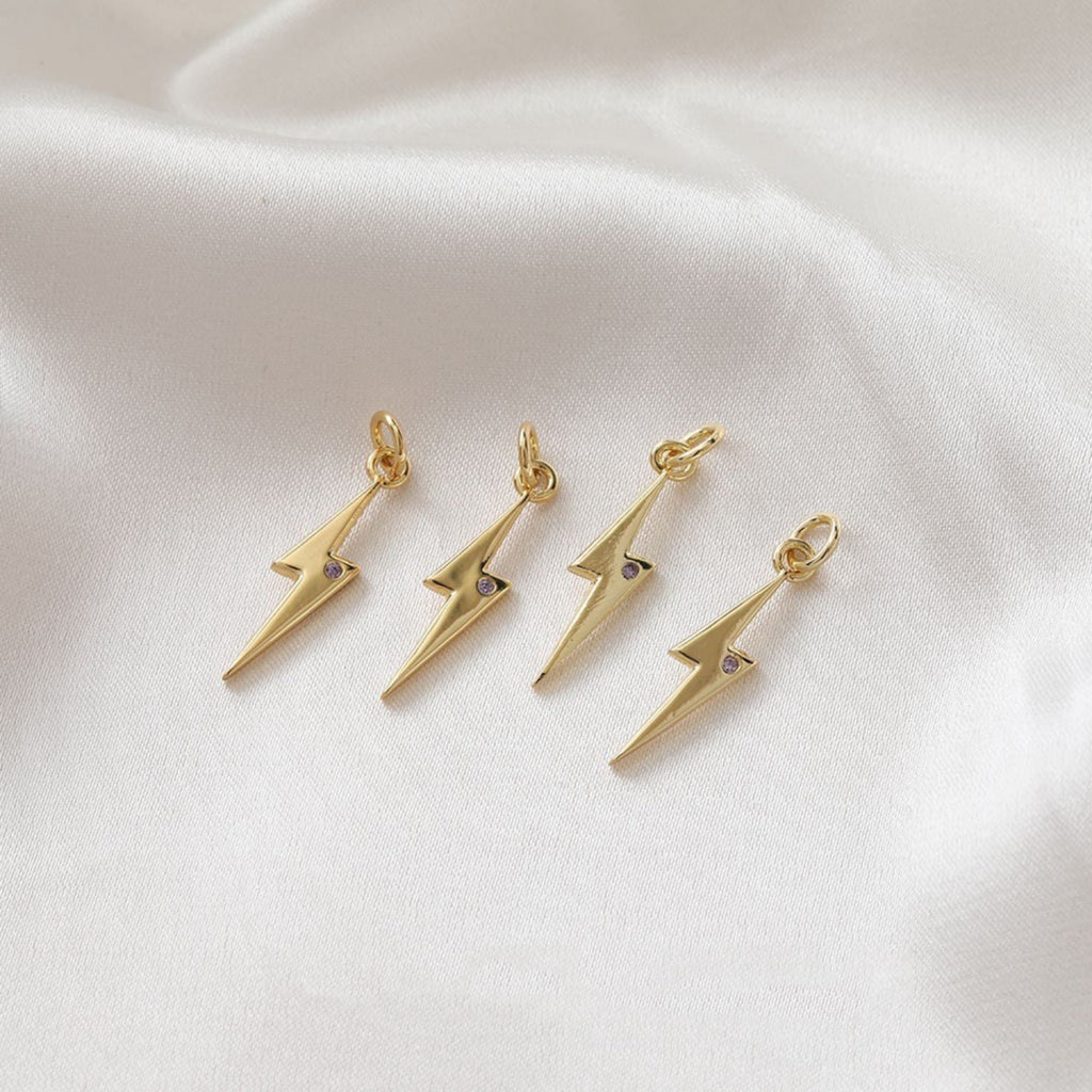 North Star Charms,  Lightning Pendant, CZ Pave Star Pendant, 18K Gold Plated, Necklace Making Star Charms, Jewelry Findings JG026