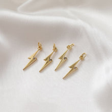 Load image into Gallery viewer, North Star Charms,  Lightning Pendant, CZ Pave Star Pendant, 18K Gold Plated, Necklace Making Star Charms, Jewelry Findings JG026