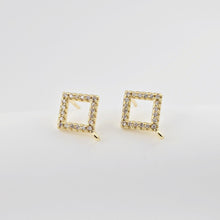 تحميل الصورة إلى عارض المعرض، أقراط على شكل معين من الزركونيوم المكعب، مطلية بالذهب، مزودة بحلقة، مضادة للحساسية، مصنوعة يدويًا، أدوات صنع أقراط بنفسك D0278