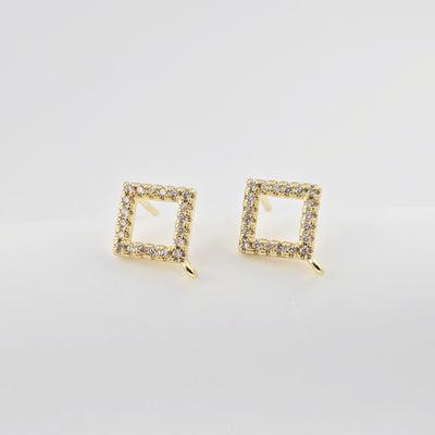 أقراط على شكل معين من الزركونيوم المكعب، مطلية بالذهب، مزودة بحلقة، مضادة للحساسية، مصنوعة يدويًا، أدوات صنع أقراط بنفسك D0278