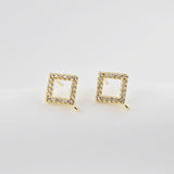 أقراط على شكل معين من الزركونيوم المكعب، مطلية بالذهب، مزودة بحلقة، مضادة للحساسية، مصنوعة يدويًا، أدوات صنع أقراط بنفسك D0278