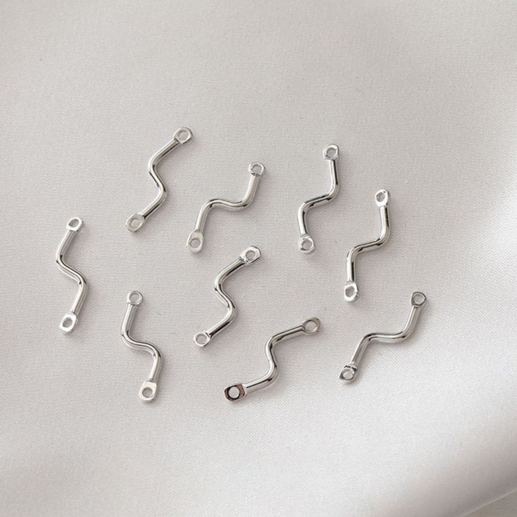 10pcs Danity Wave Connector with loops, 14K Gold/Silver Plated Earring Making Findings, Jewelry Findings ZZ088