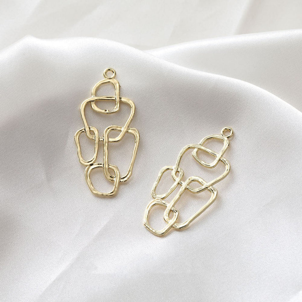 10pcs Irregular Openwork Pendant, Niche Style Charm, 18K Gold Plated Charm, Necklace Pendant GZ281