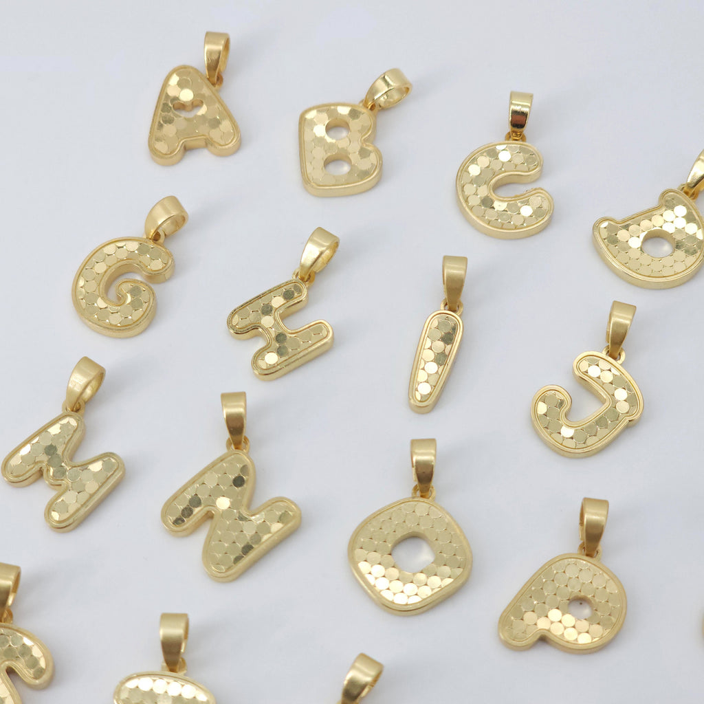 Dije de letra del alfabeto, inicial chapada en oro brillante de 18 quilates, letra minimalista personalizada para hacer collares y pulseras S20851