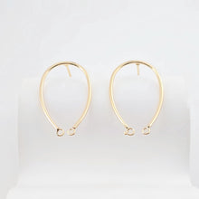 Load image into Gallery viewer, 14K Gold U Shape Earring Post With 2 Loops, Arch Ear Studs, Nickel Free Earrings, Hypoallergenic Earring Findings ZX302