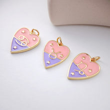 Load image into Gallery viewer, Zodiac Charms, Enamel Heart Constellation Pendant, 18K Gold Plated Zodiac Sign, Necklace Making Charms, Birthday Gift Jewelry Findings S1141