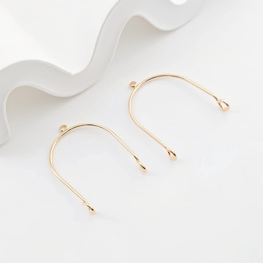 10pcs Gold Arched U-shape Connector with loops, 14K Gold Plated Earring Making Findings, 32.6*23.2mm Jewelry Findings ZX295