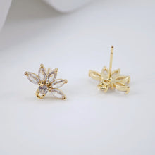 تحميل الصورة إلى عارض المعرض، أقراط على شكل ورقة من الزركونيا المكعبة، دعامة مطلية بالذهب مع حلقة، مضادة للحساسية، نتائج أقراط اصنعها بنفسك، لوازم أقراط يدوية الصنع D0038