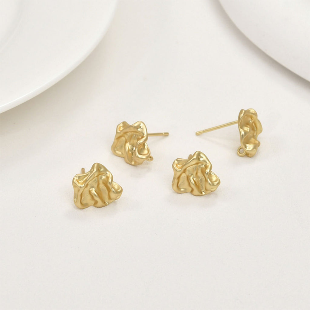 Pendientes de lava irregulares con aro, pendientes de plata S925 sin níquel, pendientes de botón de oro/plata, accesorios hipoalergénicos LL171-D0308