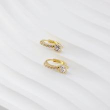 Load image into Gallery viewer, CZ Pave Earring Hoop, Gold Plated Versatile Huggie Hoop Earring with Loop, Huggie Hoop DIY Earring  Findings,Handmade Earring Supplies D0096