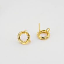 Load image into Gallery viewer, 18K Gold Circle Post With Loop, S925 Silver Pin, Round Stud Earring Nickel Free, 11.4*10mm, Hypoallergenic Earring Findings D0393