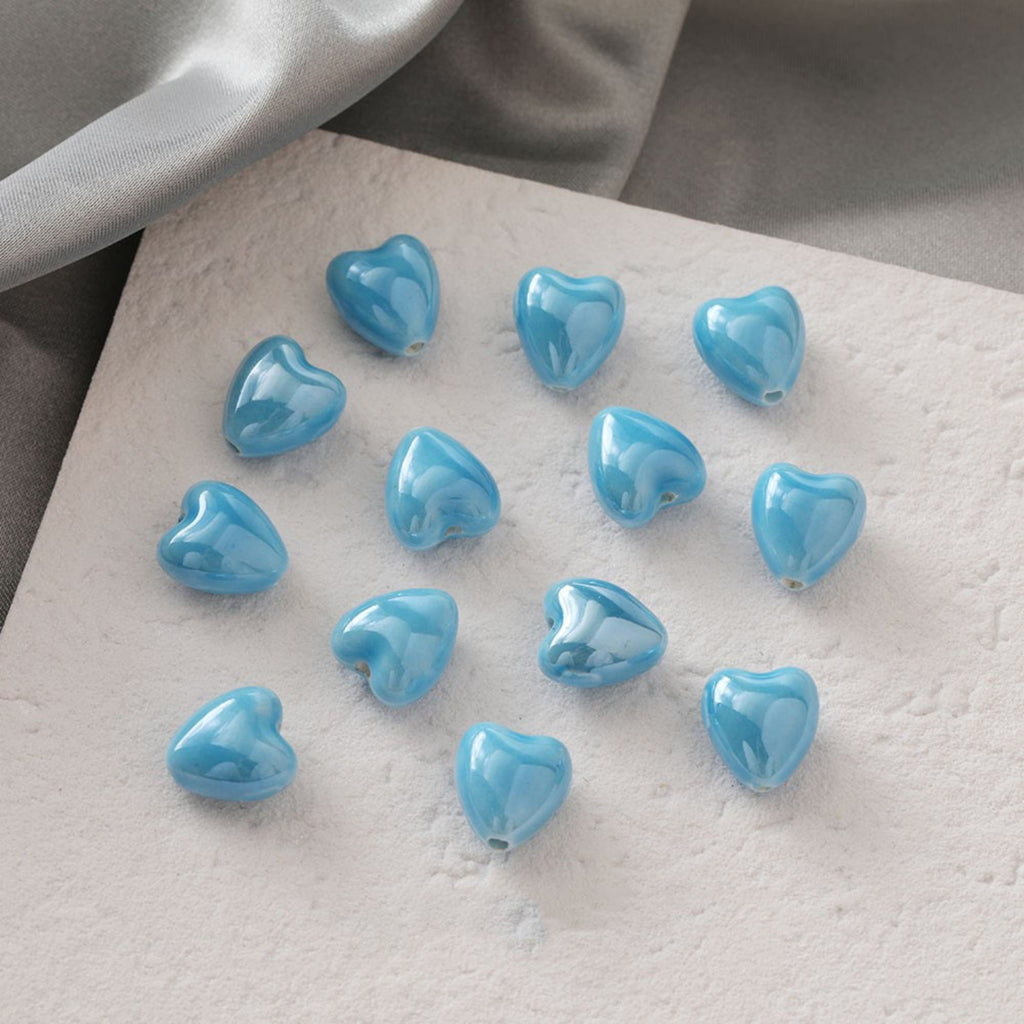 5pcs Heart Ceramic Beads, 14mm, Loose Ceramic Beads for Jewelry Making, Bracelet DIY Beads Finding GZ429