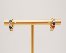 Load image into Gallery viewer, Cubic Ear Hoops Pave Crystal, 14mm, 18K Gold Plated Leverback Earrings, Huggie Hoops Earring S1061