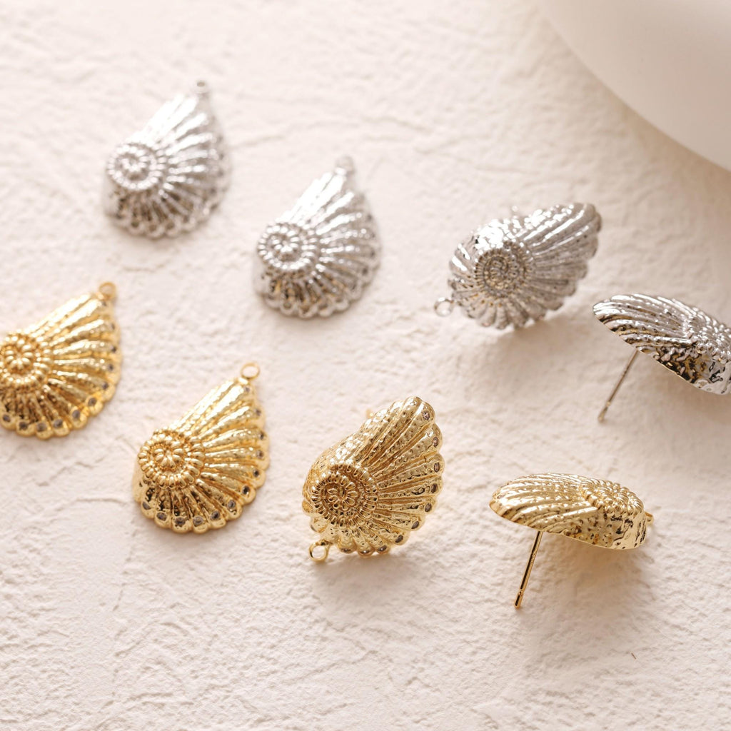 Pendientes de caracola con aro y colgante, chapados en oro de 18 quilates, sin níquel, hipoalergénicos, GZ781