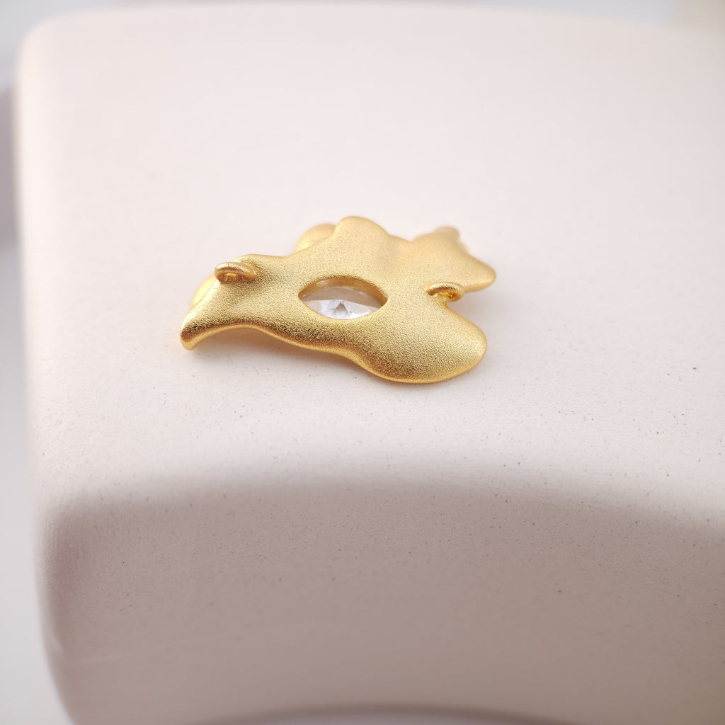 Dije irregular Danity con 2 anillas, colgante pavé de circonitas, accesorio para hacer pulseras y collares, chapado en oro mate S1167