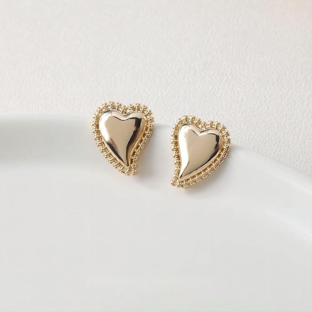 عمود قرط ذهبي على شكل قلب، أقراط من الذهب عيار 14 قيراطًا خالية من النيكل، دبابيس أذن من الفضة S925، 20 مم، قرط أذن على شكل قلب مع حلقة GE001