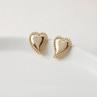 عمود قرط ذهبي على شكل قلب، أقراط من الذهب عيار 14 قيراطًا خالية من النيكل، دبابيس أذن من الفضة S925، 20 مم، قرط أذن على شكل قلب مع حلقة GE001