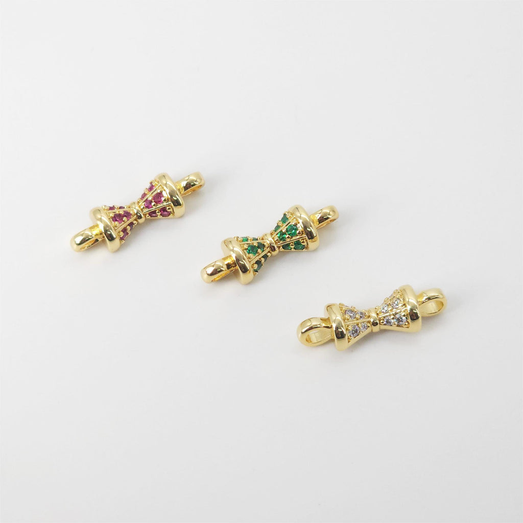 CZ Pave Boho Connector, Cubic Zircon Crystal Pendant, Bracelet Necklace Pendant, 14K Real Gold Plated, Jewelry Findings S20834
