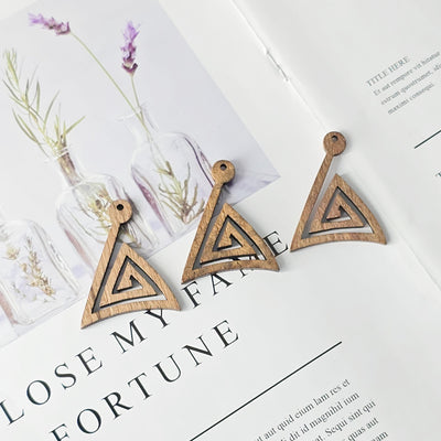 10PCS Wooden Line Triangle Pendant, Boho Wooden Earring Findings, 38.7*30.6MM, Earring Making Finding JT1010