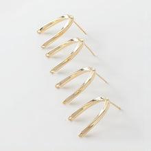 Load image into Gallery viewer, 14K Gold  U Shape Earring Post With 2 Loops, Arch Ear Studs, S925 Silver Ear Pin Nickel Free Earrings, Hypoallergenic Earring Findings G0015