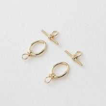 Load image into Gallery viewer, OT Toggle Clasps, One Set, 14K Gold Plated OT Buckle, 14k Gold, Necklace Closure, Connectors Clasps GT078