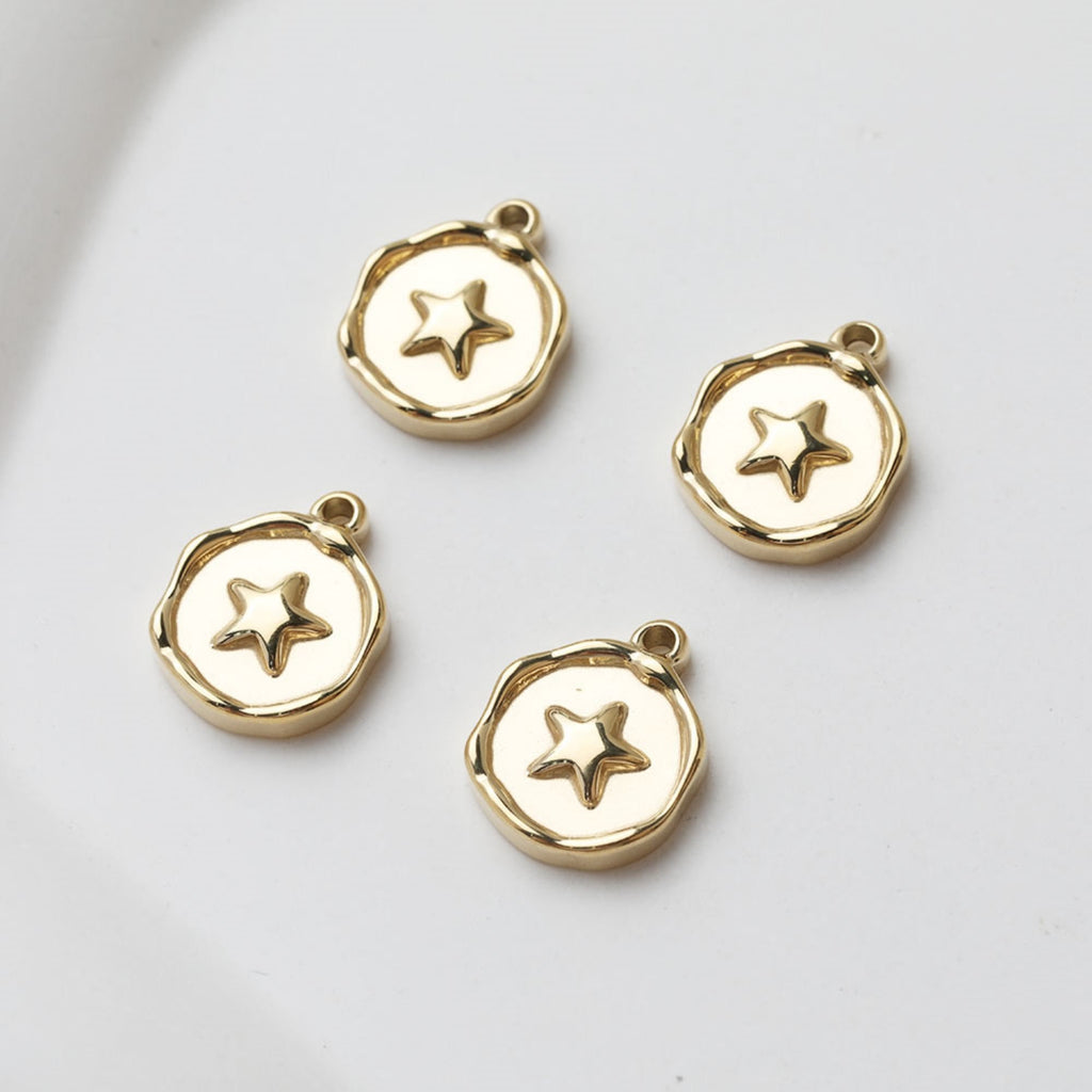 Gold Coin Pendant, Stainless Steel Round Pendant, Cross Charm for Necklace Making, Jewelry Findings GT027