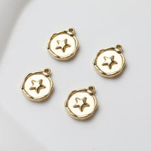 Load image into Gallery viewer, Gold Coin Pendant, Stainless Steel Round Pendant, Cross Charm for Necklace Making, Jewelry Findings GT027