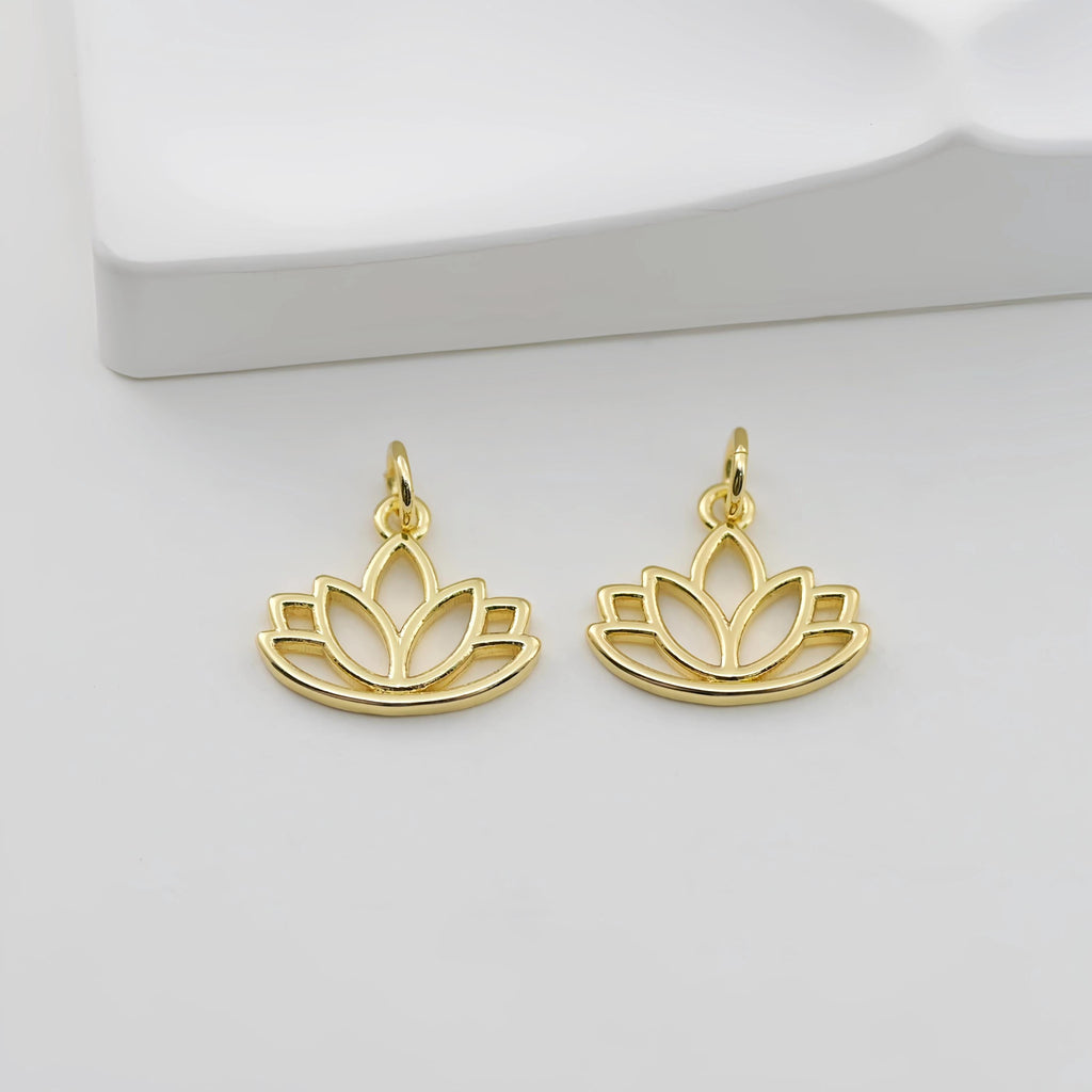 Gold Flower Charm with loops, Sunflower Charm Pendant for Bracelet Necklace Earring, Jewelry Findings S20821