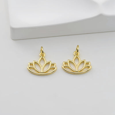 Gold Flower Charm with loops, Sunflower Charm Pendant for Bracelet Necklace Earring, Jewelry Findings S20821