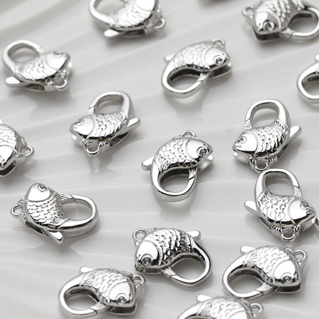 18K Shiny Gold Plated Lobster Clasp Claw, Fish Clasp, Necklace Bracelet Making Clasp with Closed Loop, Jewelry Findings GT038