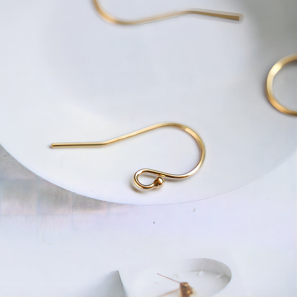 1 Pair- 14K Gold Filled Ear Wires, French Earring Hooks, Ball End Fish Hooks, Ear Wires for Jewelry Making B036