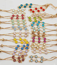 Load image into Gallery viewer, Adjustable Bracelet Making Chain, 20 Colors, 18K Gold Plated, CZ Pave Half Finished Slide Box Chain with Rubber Stopper Beads S20346