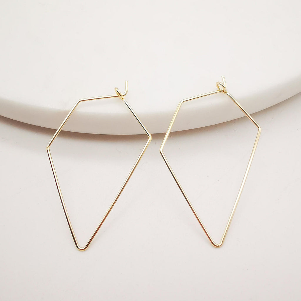 20pcs- 14K Gold Plated Hoop Earring Finding, 40x27mm, Nickel Free Geometry Earring Hoops, DIY Earring Charms, Earring Making Findings Z073