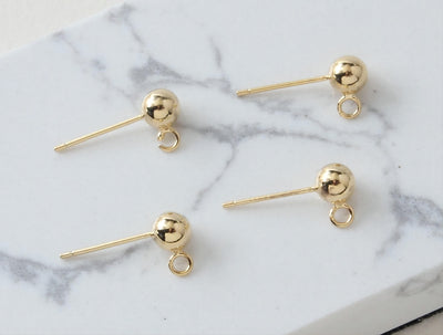 10pcs Ball Ear Post With Side Loop, S925 Silver Ear Pin Nickel Free Earrings, Gold/Silver Ear Stud, Hypoallergenic Earring Findings G006