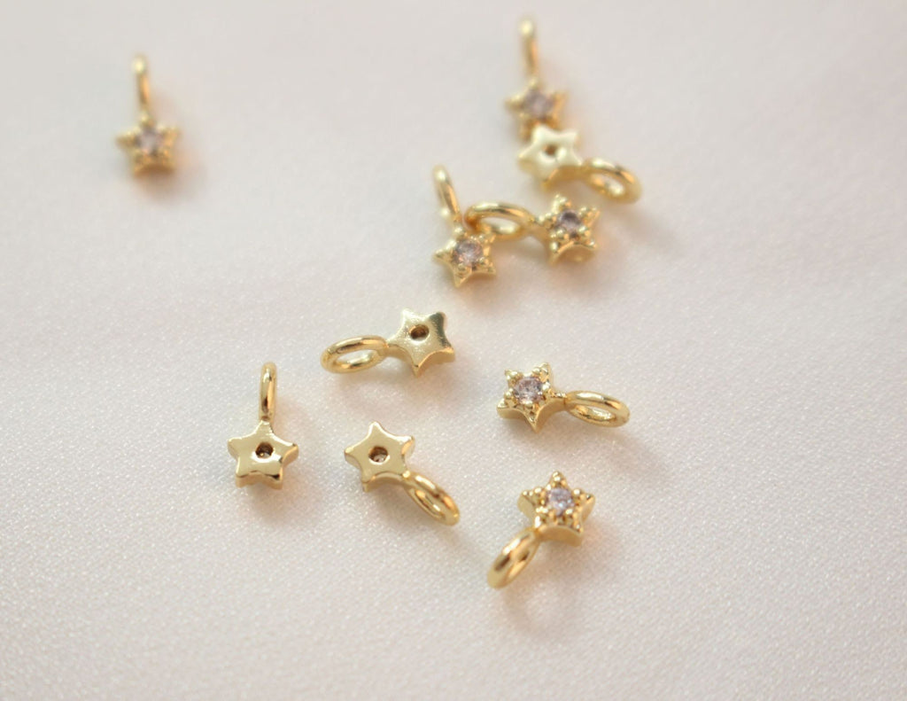 Tiny Star Charms,  Crystal Cubic Pave Star Pendant, 18K Gold Plated, Necklace Making Star Charms, Jewelry Findings GZ421