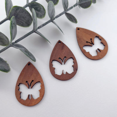 Butterfly Wood Charms, Drop Shaped Wooden Pendant, Reclaimed Walnut Wood, Geometric Statement Wood Earrings Diy Ideas JT1008