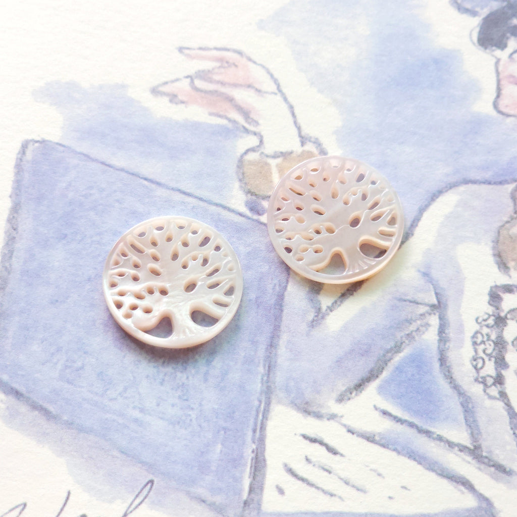 Pink Tree of Life, Mother-of-Pearl, MOP Shell Pendant, Engraved Pink Nacre, Shell Charm, Mother of Pearl Jewelry Making Findings RY017
